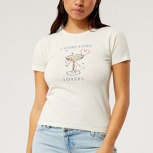 New PacSun Golden Hour Champagne Lovers Graphic Tee Extra Small XS